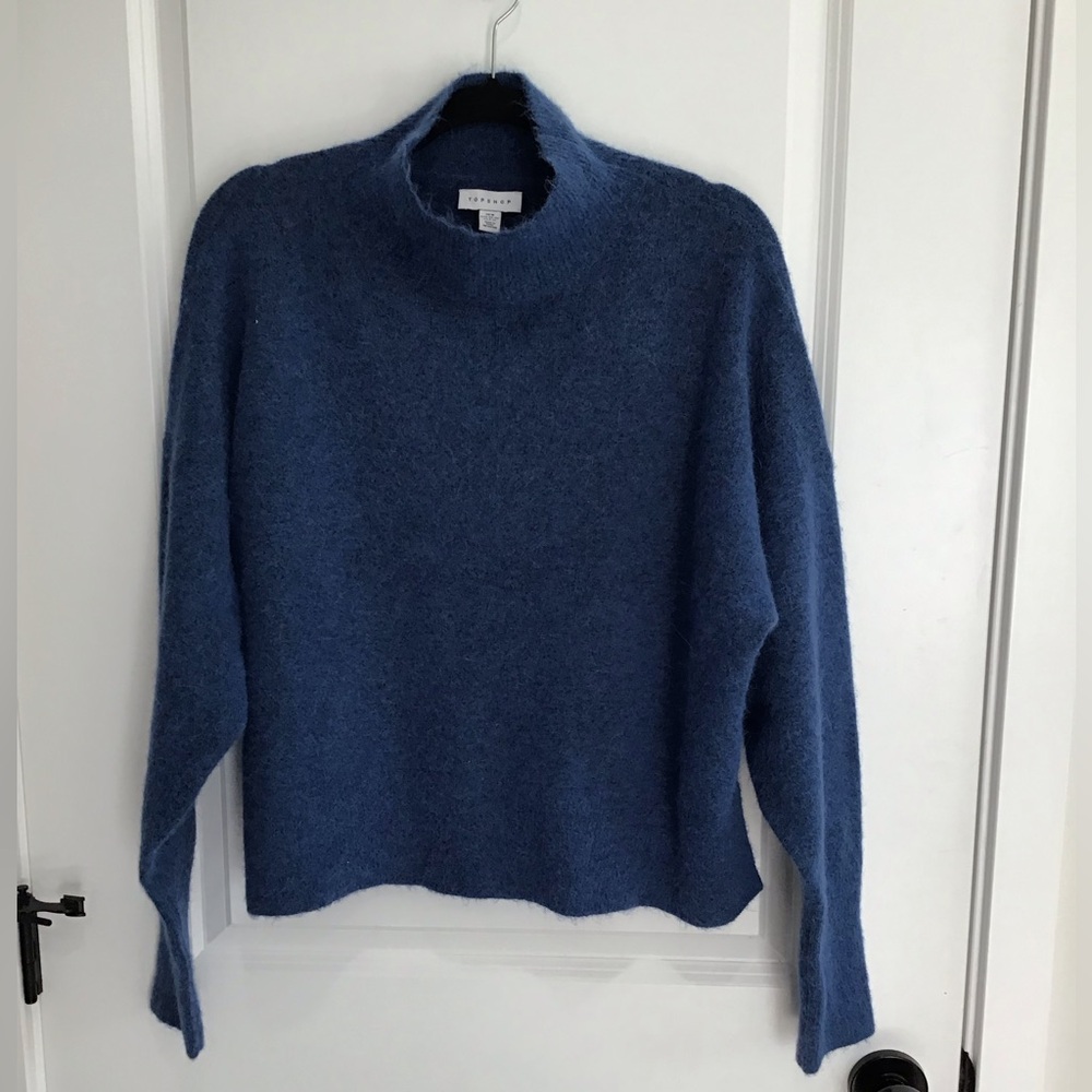 Topshop Deep Blue Alpaca &‎ Wool Blend Turtleneck Sweater M